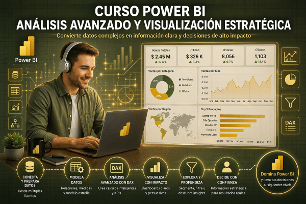Curso Power BI análisis avanzado y visualización estratégica con dashboards y análisis de datos